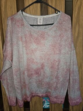 Lucky Brand Sz L Pink and Gray Tie-Dye Pullover